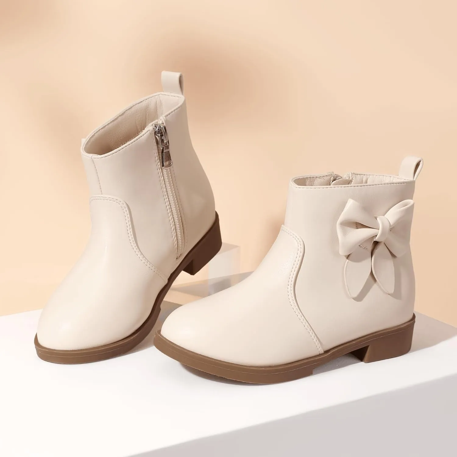 PANDANINJIA Toddler/Little Kid Girl's Sofia Sweet Short Ankle Boots Bowknot Side Zipper Dress Booties