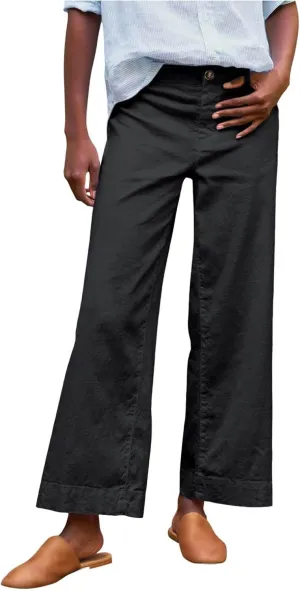 Pants for Women Trendy Casual Daily Elastic Waist Pant with Pockets Solid Color Loose Fashionable Straight Trousers