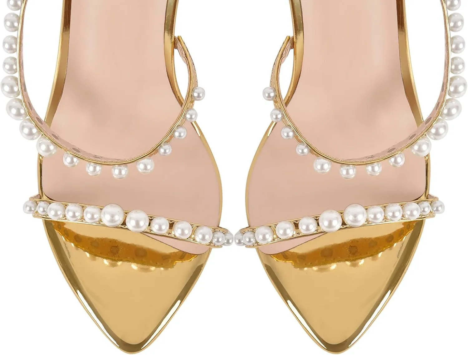 Pearls Stiletto High Heels Pointed Toe Heeled Sandals Strappy Heels Women Sexy Sandals Dressy Shoes