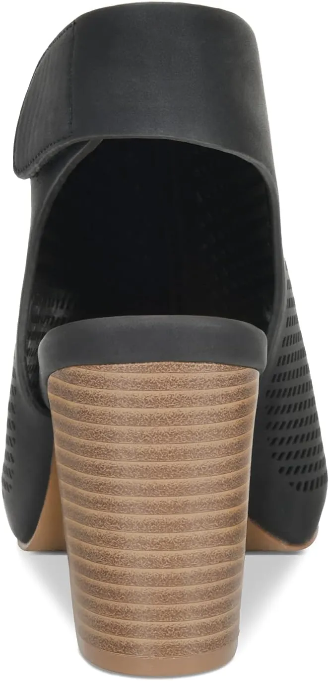 Peep Toe Booties Women, Ankle Booties Skeleton Boots Hook & Loop Strap Mid Block Heel Sandals for Women