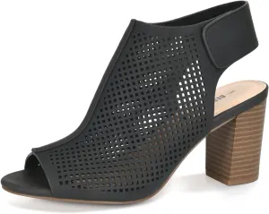 Peep Toe Booties Women, Ankle Booties Skeleton Boots Hook & Loop Strap Mid Block Heel Sandals for Women