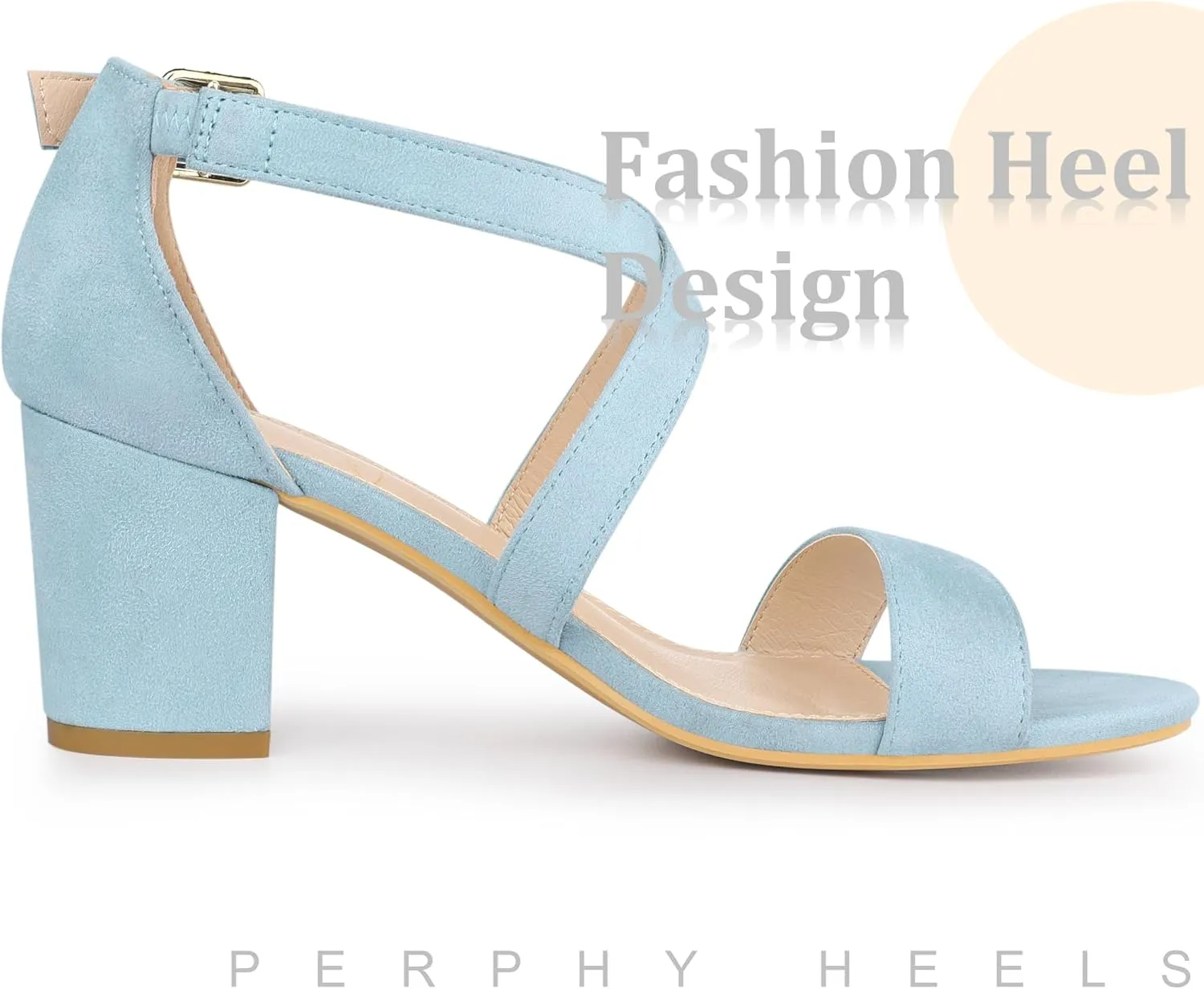 Perphy Crisscross Strap Open Toe Chunky Heels Sandals for Women