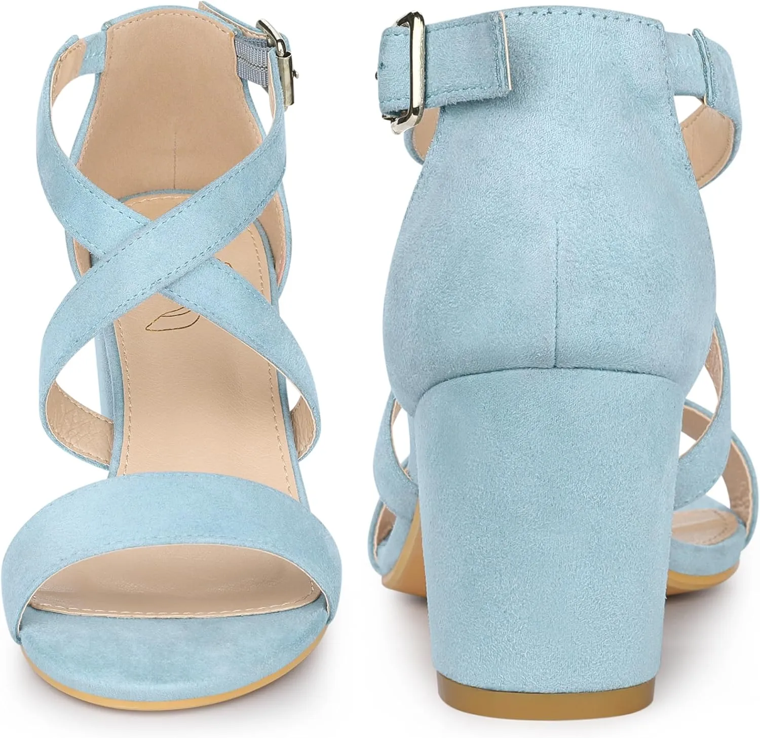 Perphy Crisscross Strap Open Toe Chunky Heels Sandals for Women