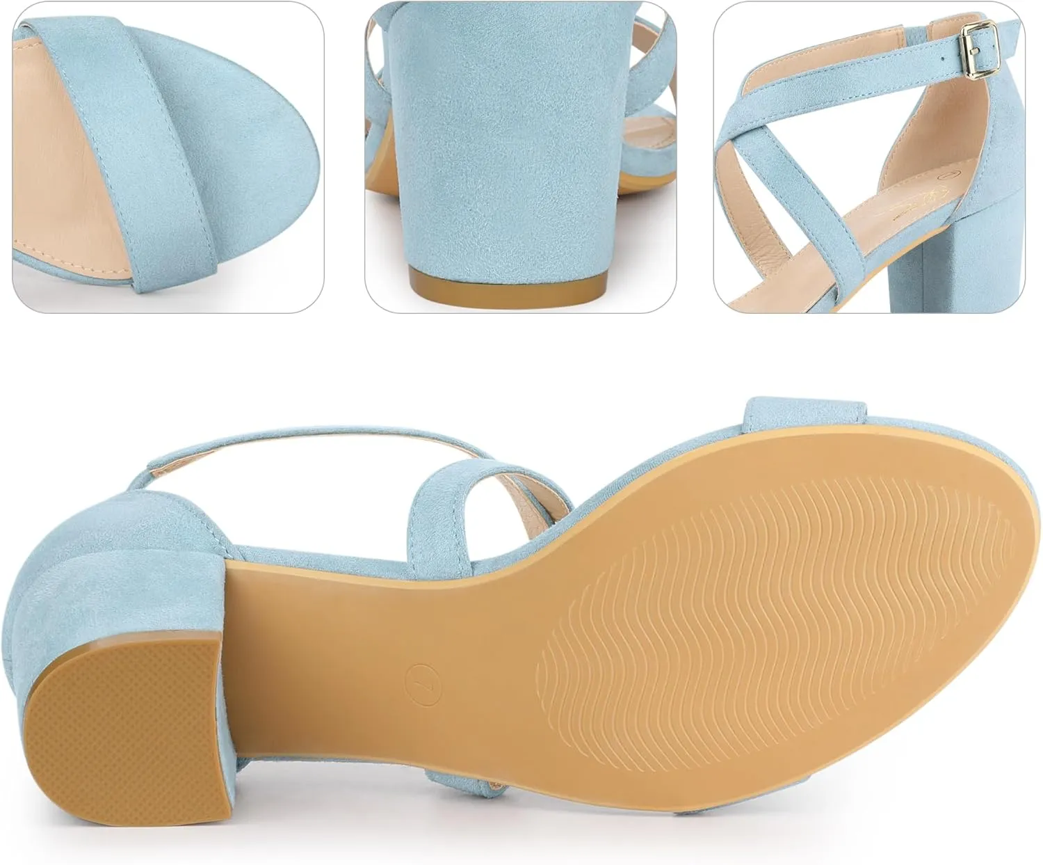 Perphy Crisscross Strap Open Toe Chunky Heels Sandals for Women
