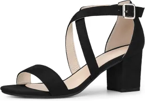 Perphy Crisscross Strap Open Toe Chunky Heels Sandals for Women