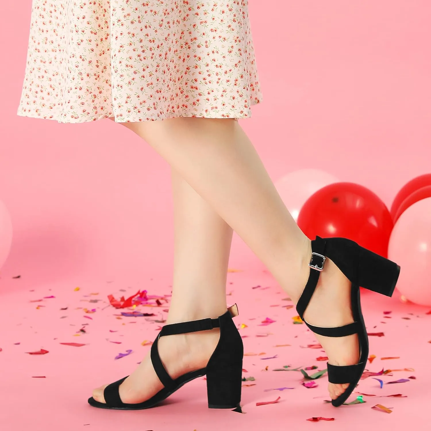 Perphy Crisscross Strap Open Toe Chunky Heels Sandals for Women