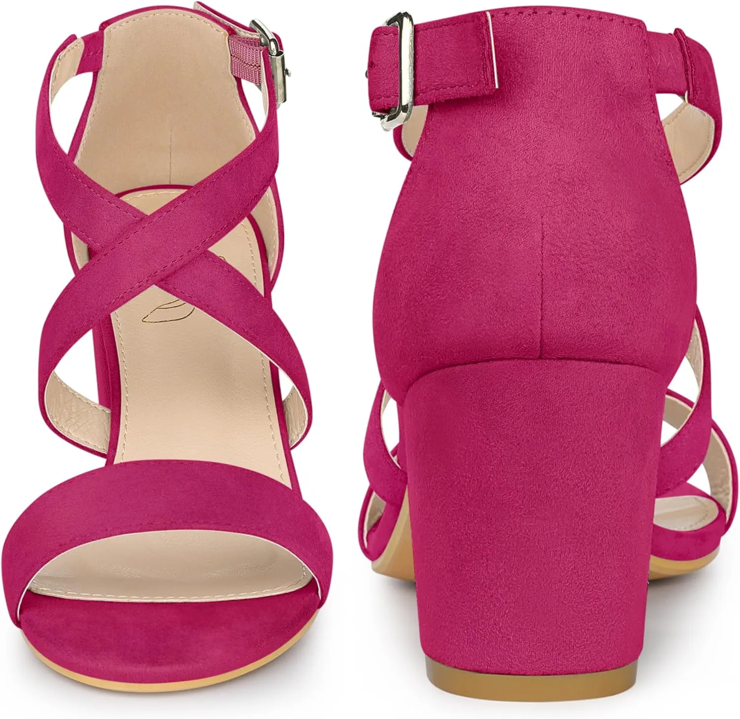 Perphy Crisscross Strap Open Toe Chunky Heels Sandals for Women