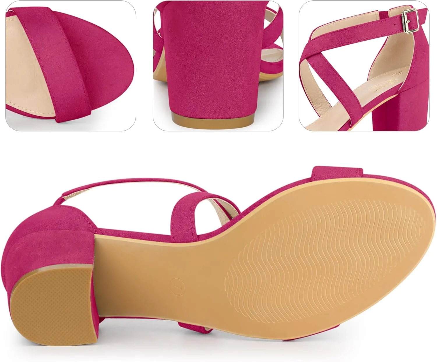 Perphy Crisscross Strap Open Toe Chunky Heels Sandals for Women