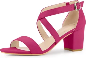 Perphy Crisscross Strap Open Toe Chunky Heels Sandals for Women