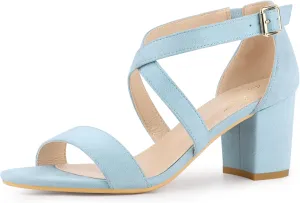 Perphy Crisscross Strap Open Toe Chunky Heels Sandals for Women