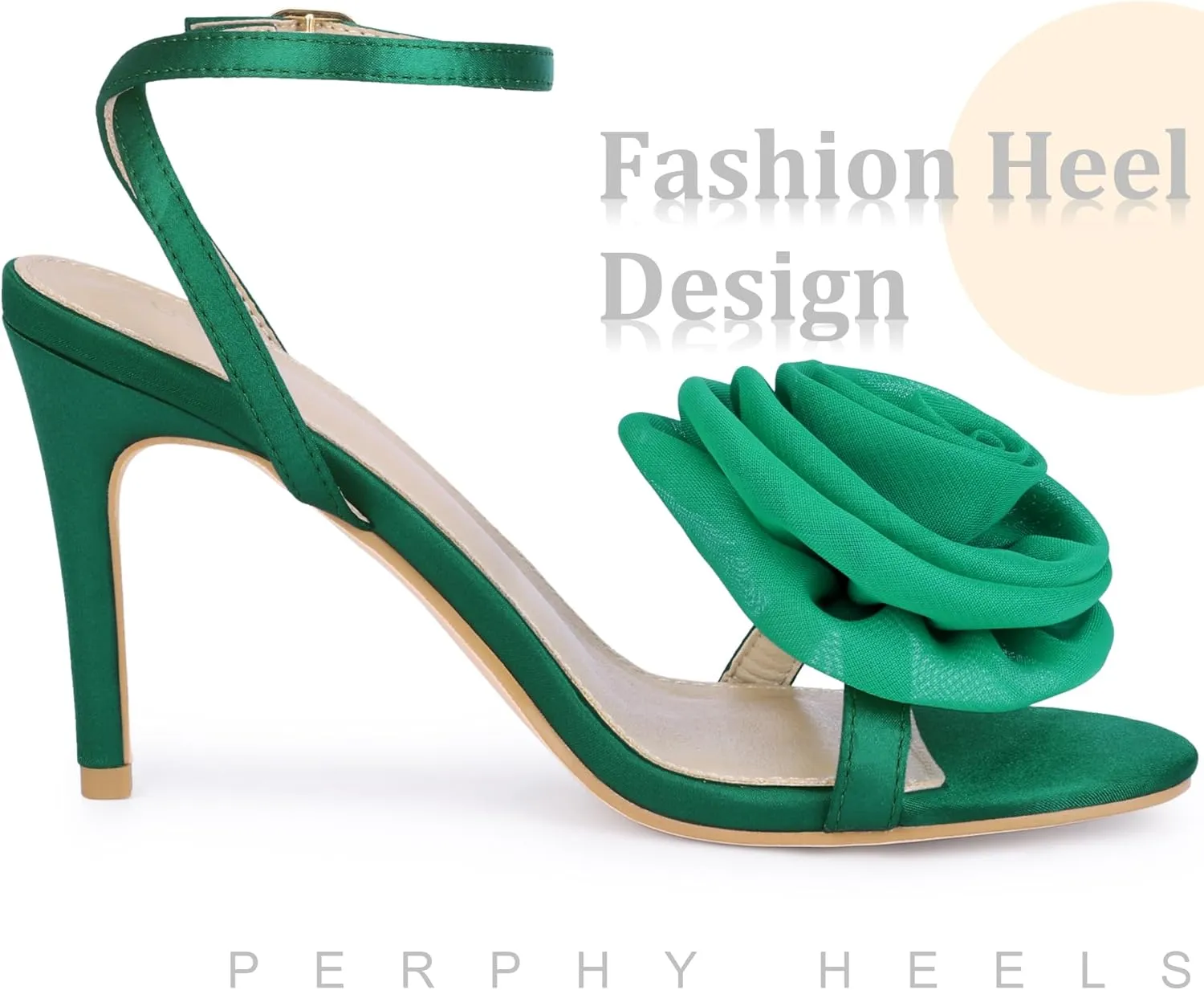 Perphy Flower Heels Satin Stiletto High Heel Sandals for Women