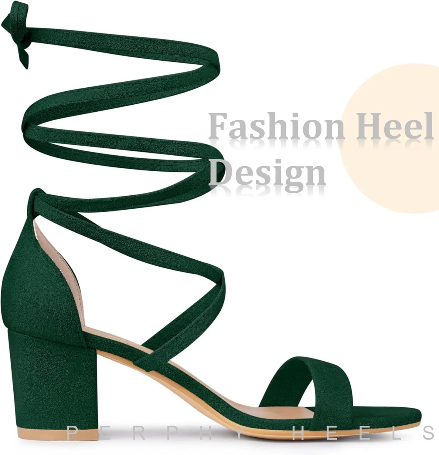 Perphy Lace Up Chunky Mid Heels Sandal for Women