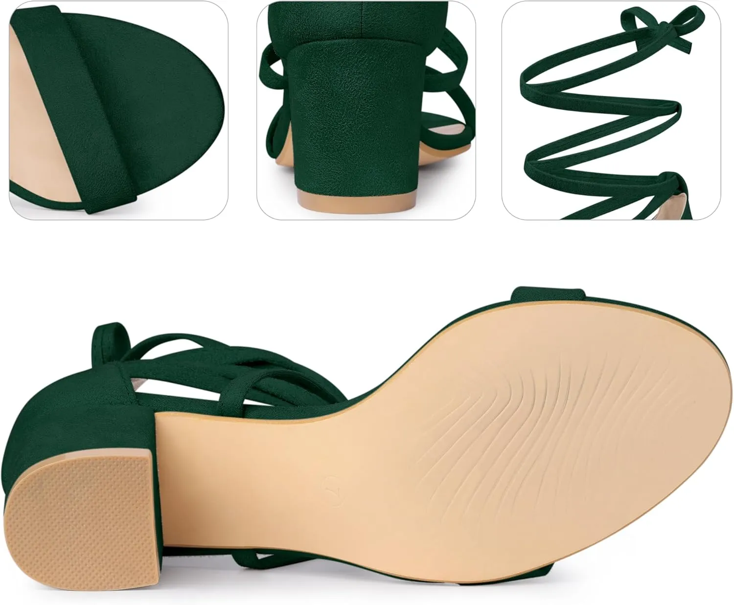 Perphy Lace Up Chunky Mid Heels Sandal for Women