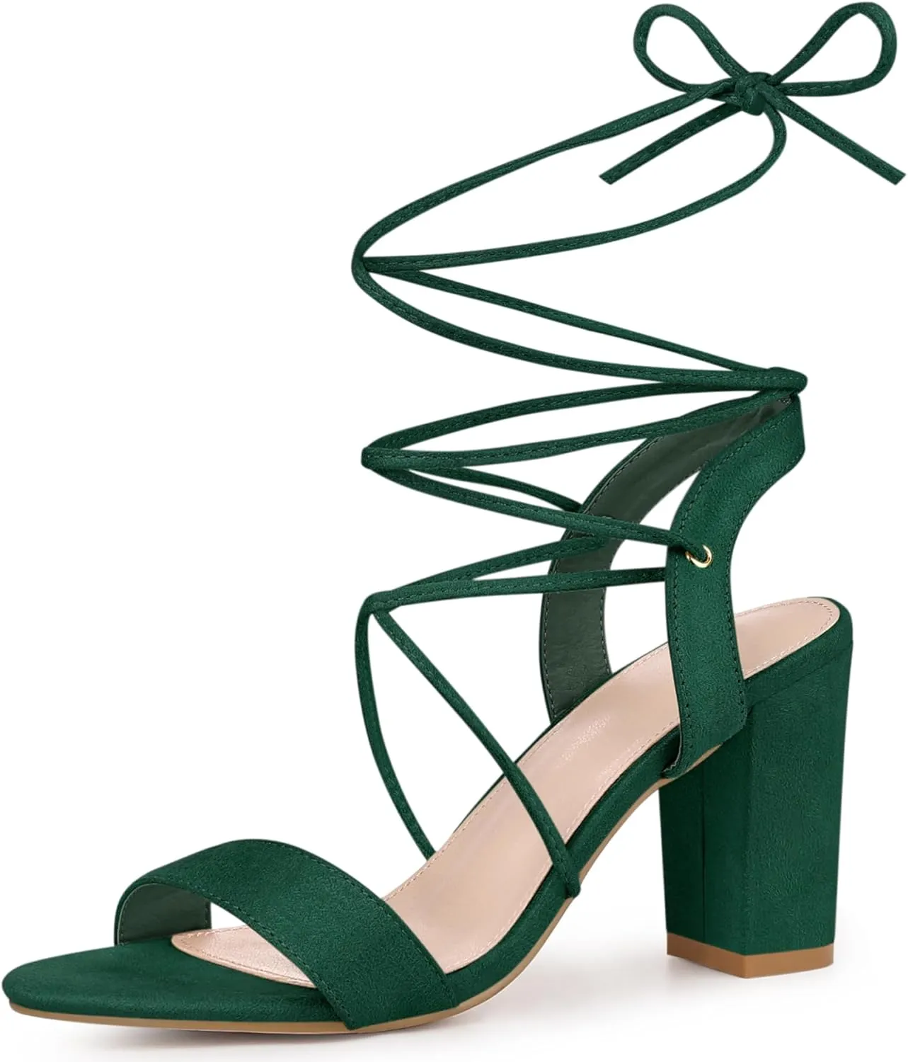 Perphy Lace Up Slingback Block High Heels Sandals for Women