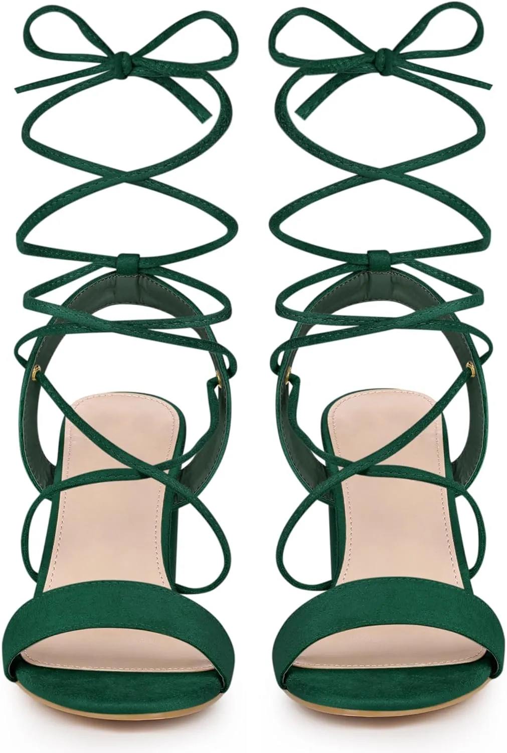 Perphy Lace Up Slingback Block High Heels Sandals for Women