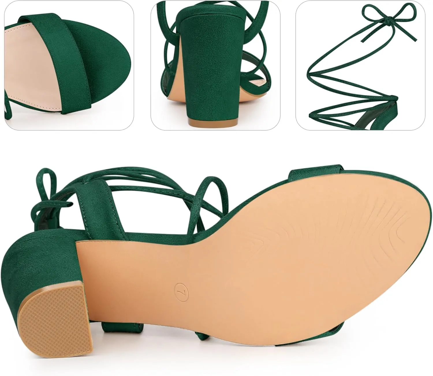 Perphy Lace Up Slingback Block High Heels Sandals for Women