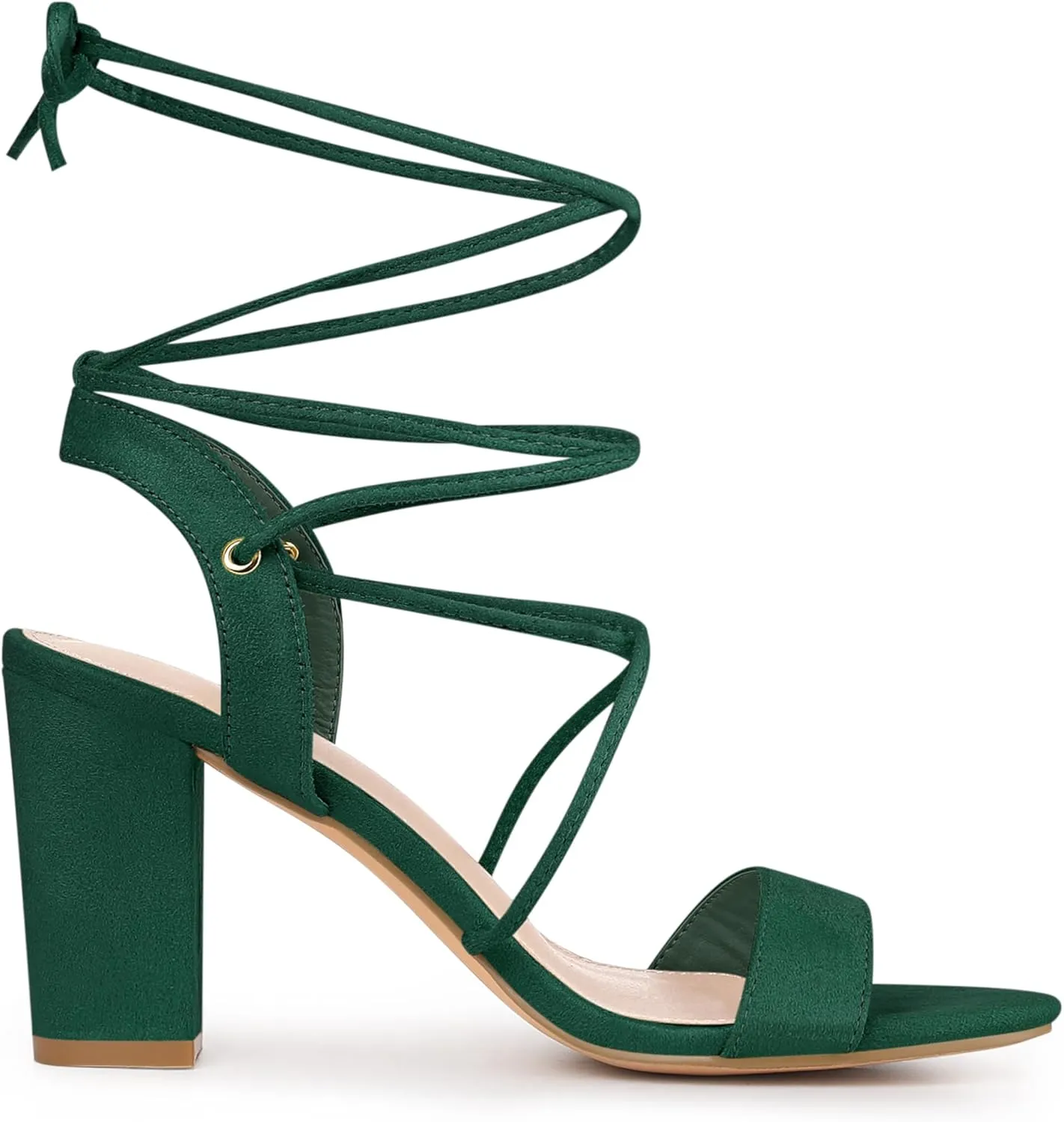 Perphy Lace Up Slingback Block High Heels Sandals for Women