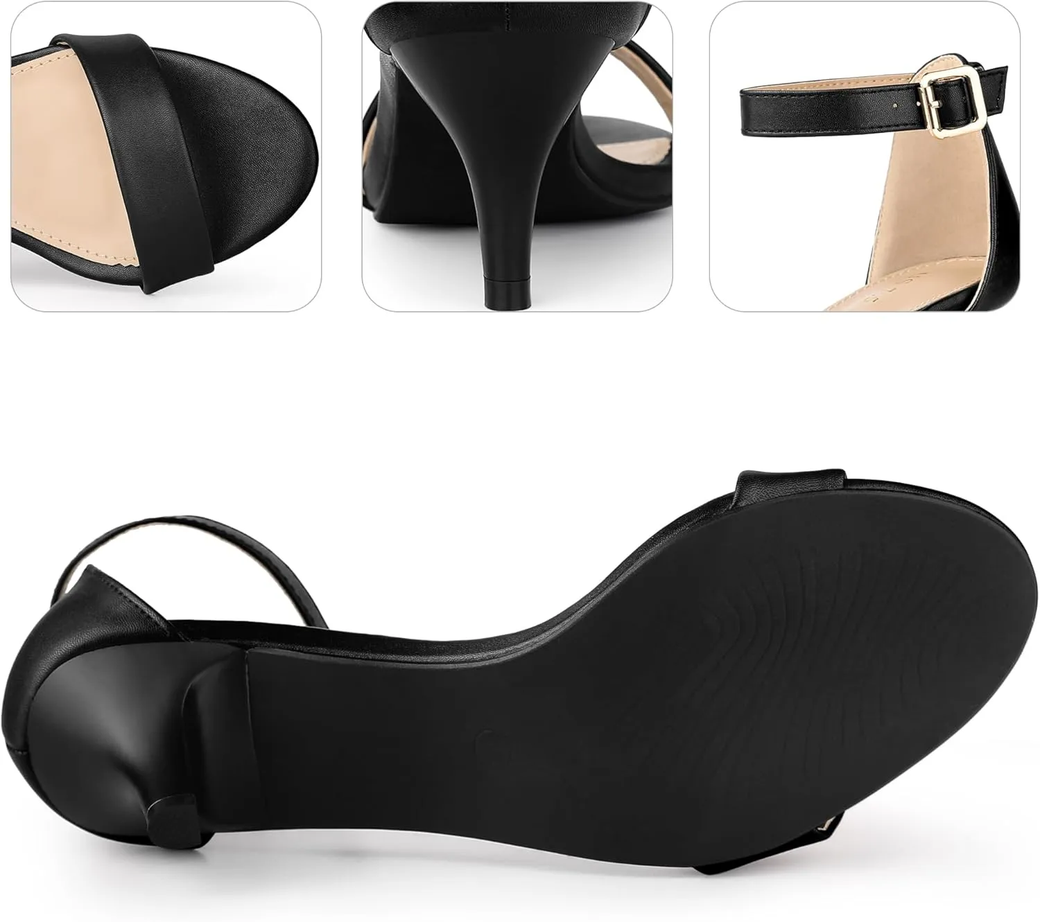 Perphy Open Toe Ankle Strap Kitten Heel Sandals for Women