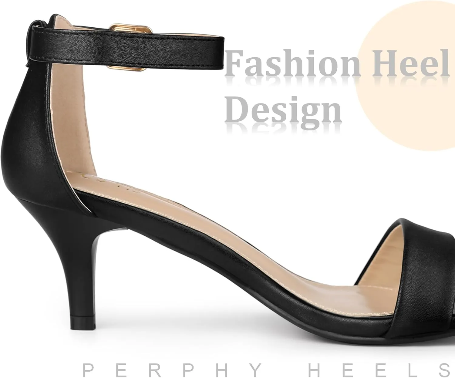 Perphy Open Toe Ankle Strap Kitten Heel Sandals for Women
