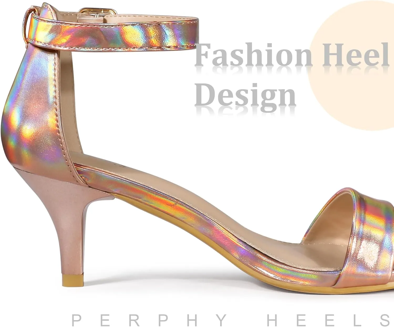 Perphy Open Toe Ankle Strap Kitten Heel Sandals for Women