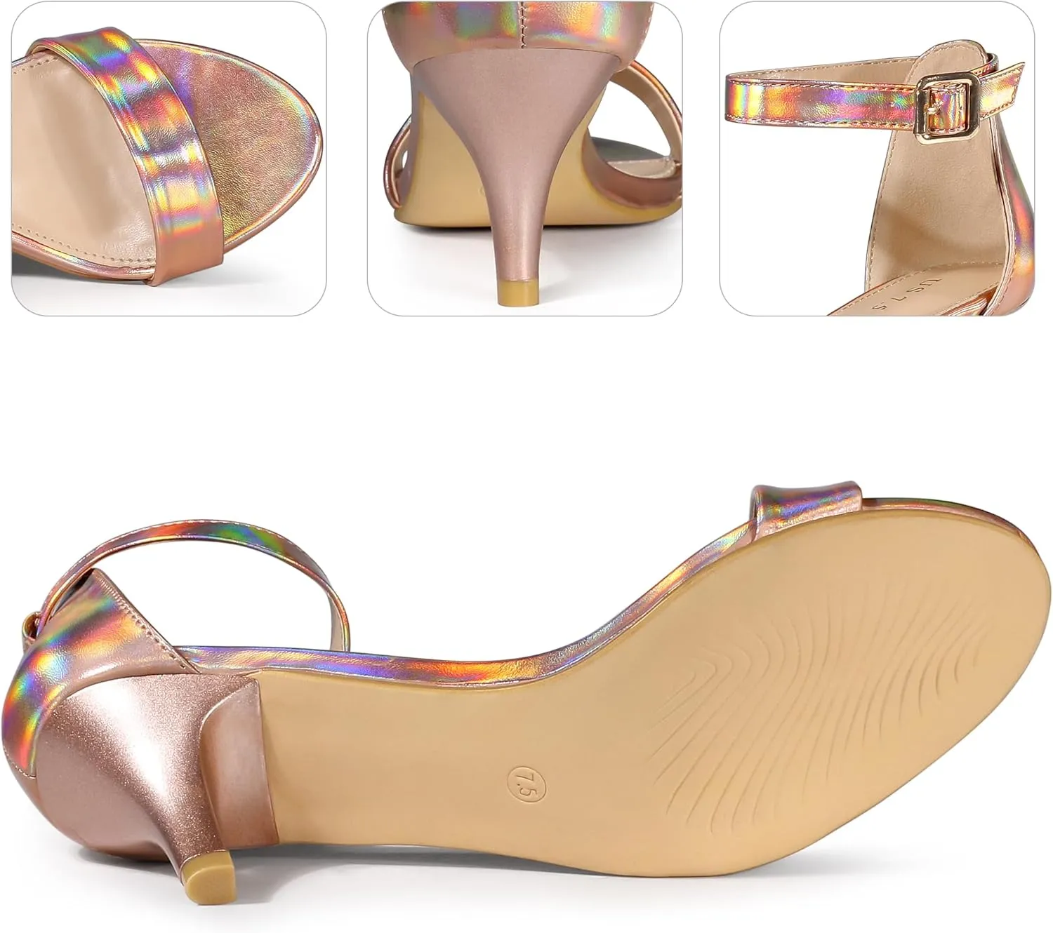 Perphy Open Toe Ankle Strap Kitten Heel Sandals for Women