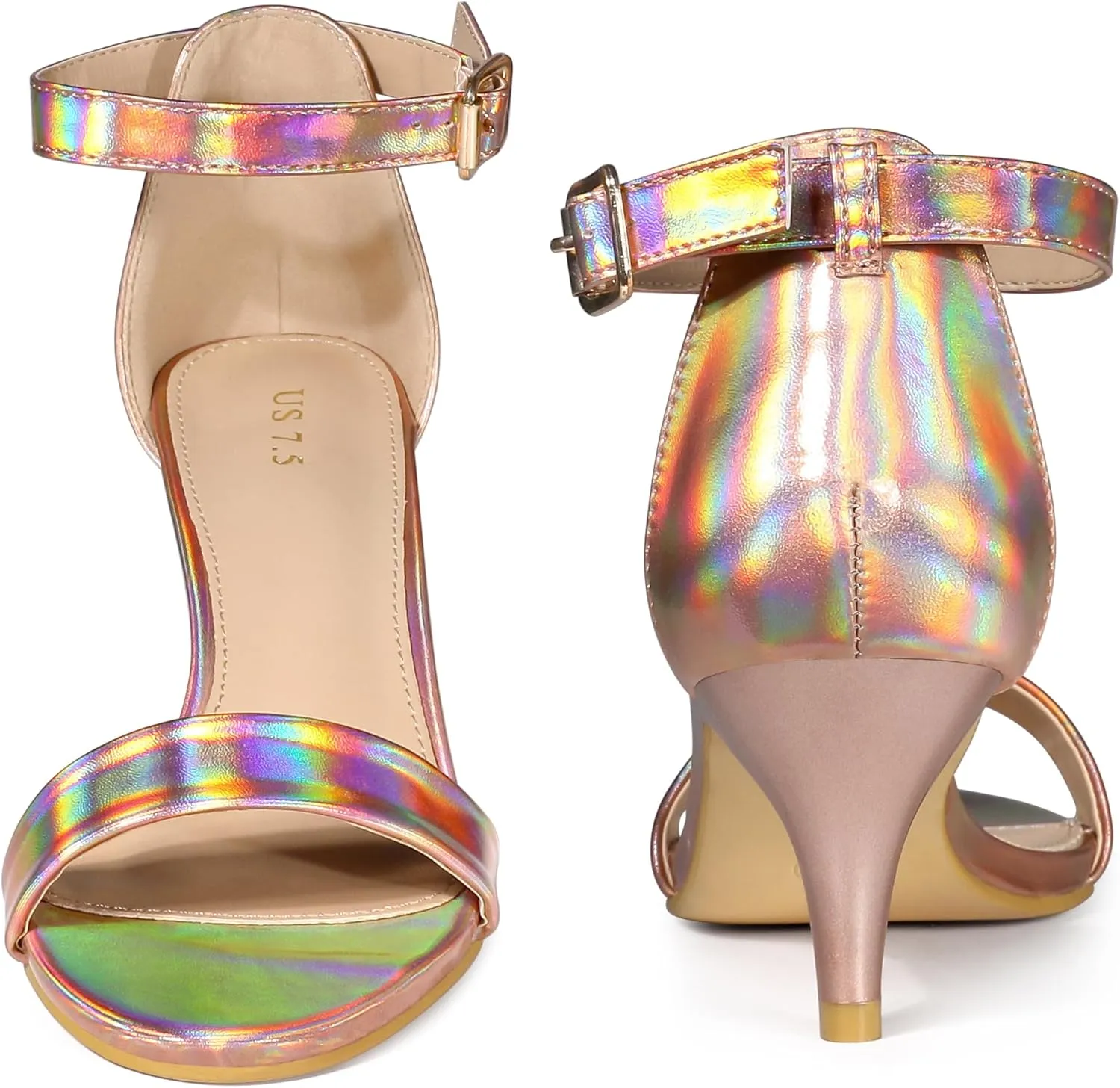 Perphy Open Toe Ankle Strap Kitten Heel Sandals for Women
