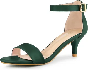 Perphy Open Toe Ankle Strap Kitten Heel Sandals for Women