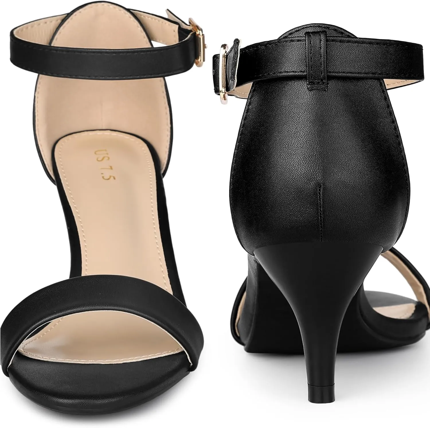 Perphy Open Toe Ankle Strap Kitten Heel Sandals for Women