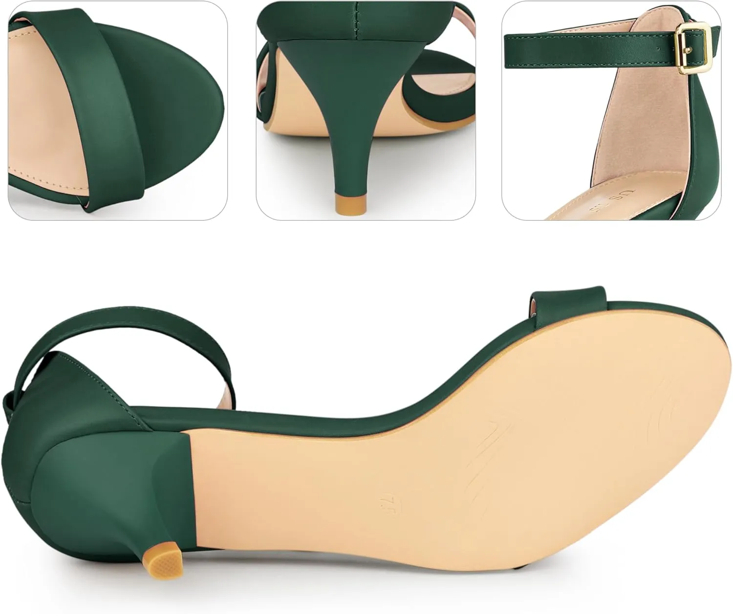 Perphy Open Toe Ankle Strap Kitten Heel Sandals for Women