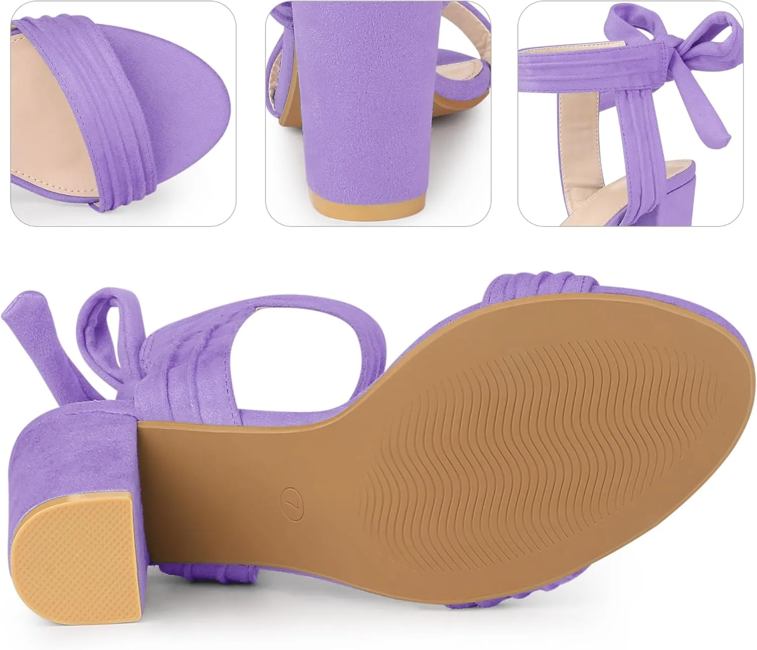Perphy Open Toe Ankle Tie Back Chunky Heel Sandals for Women