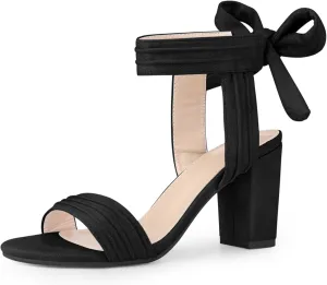 Perphy Open Toe Ankle Tie Back Chunky Heel Sandals for Women