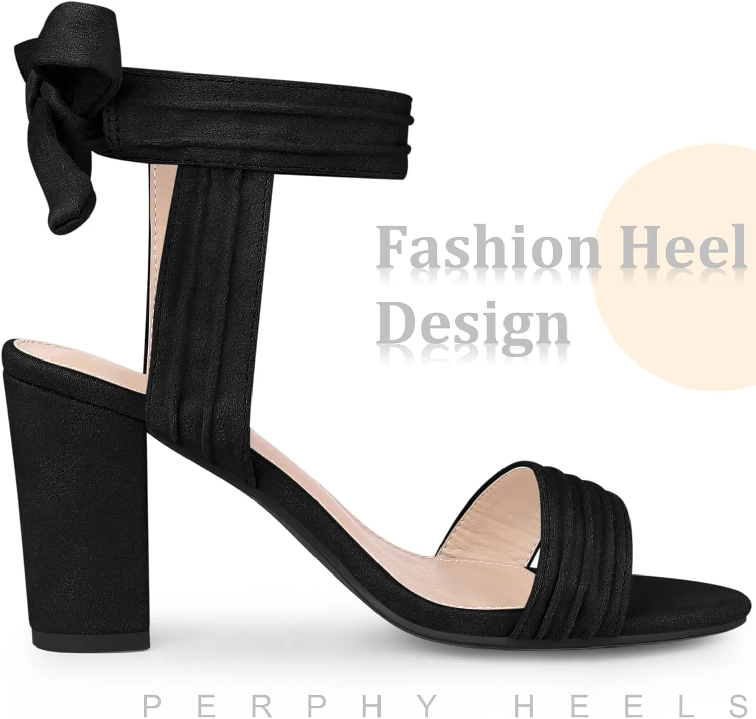 Perphy Open Toe Ankle Tie Back Chunky Heel Sandals for Women