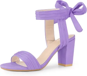 Perphy Open Toe Ankle Tie Back Chunky Heel Sandals for Women