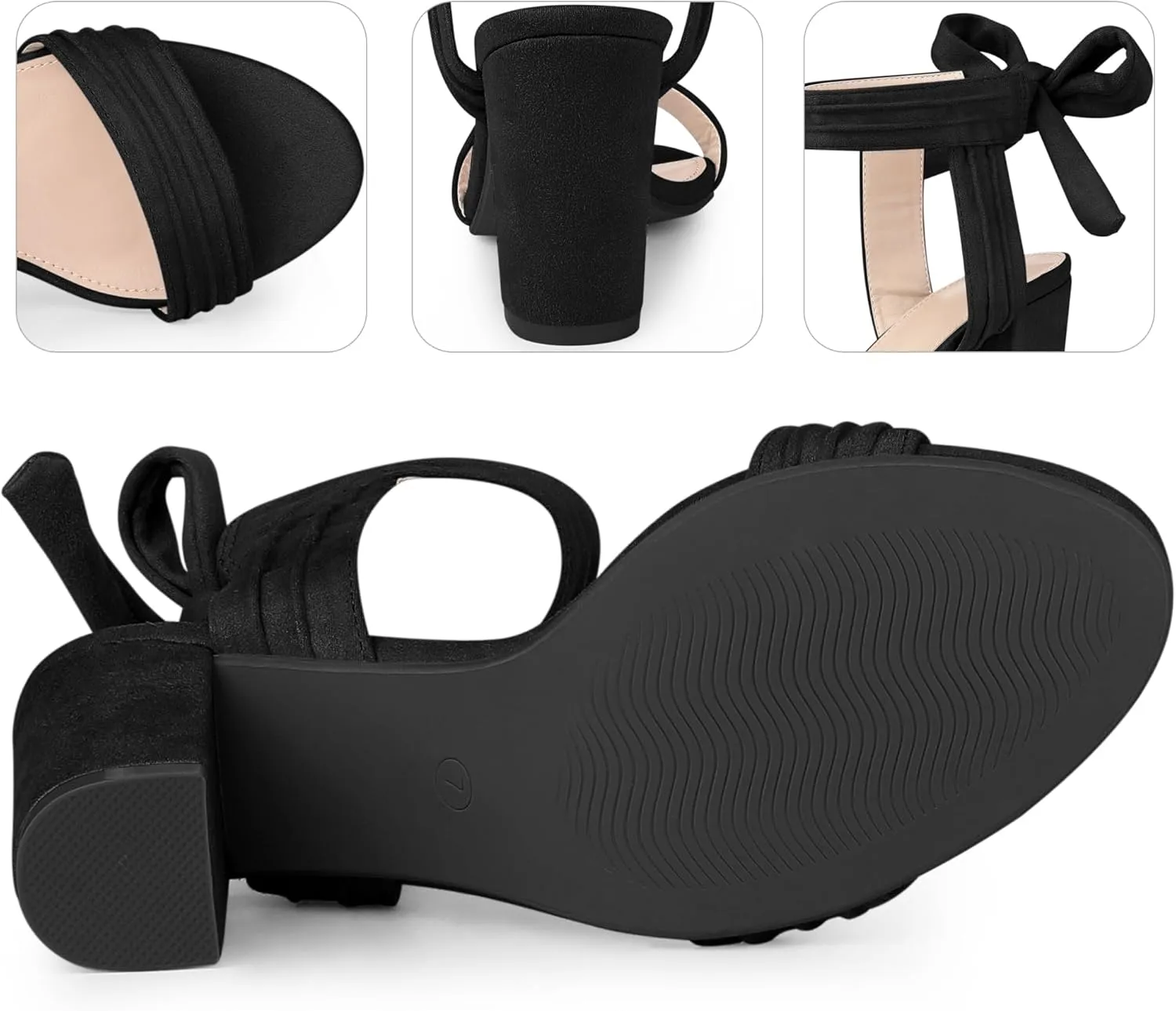 Perphy Open Toe Ankle Tie Back Chunky Heel Sandals for Women
