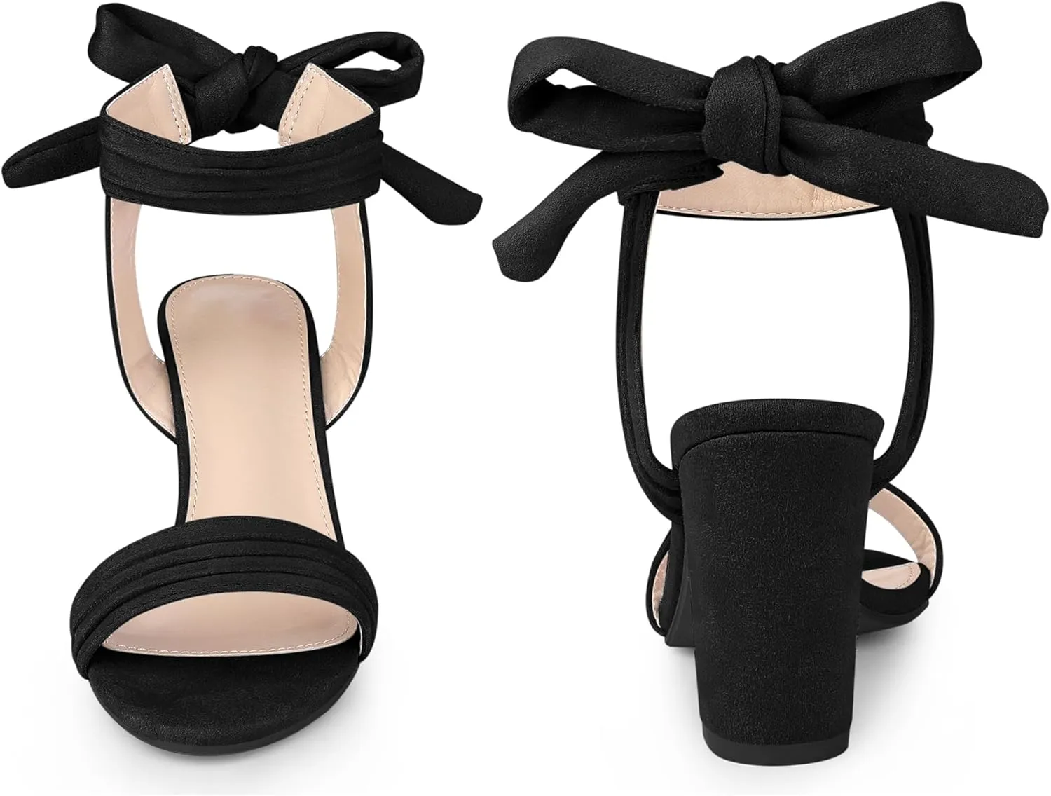 Perphy Open Toe Ankle Tie Back Chunky Heel Sandals for Women