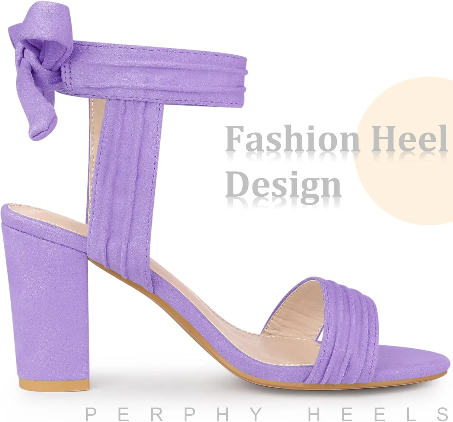 Perphy Open Toe Ankle Tie Back Chunky Heel Sandals for Women