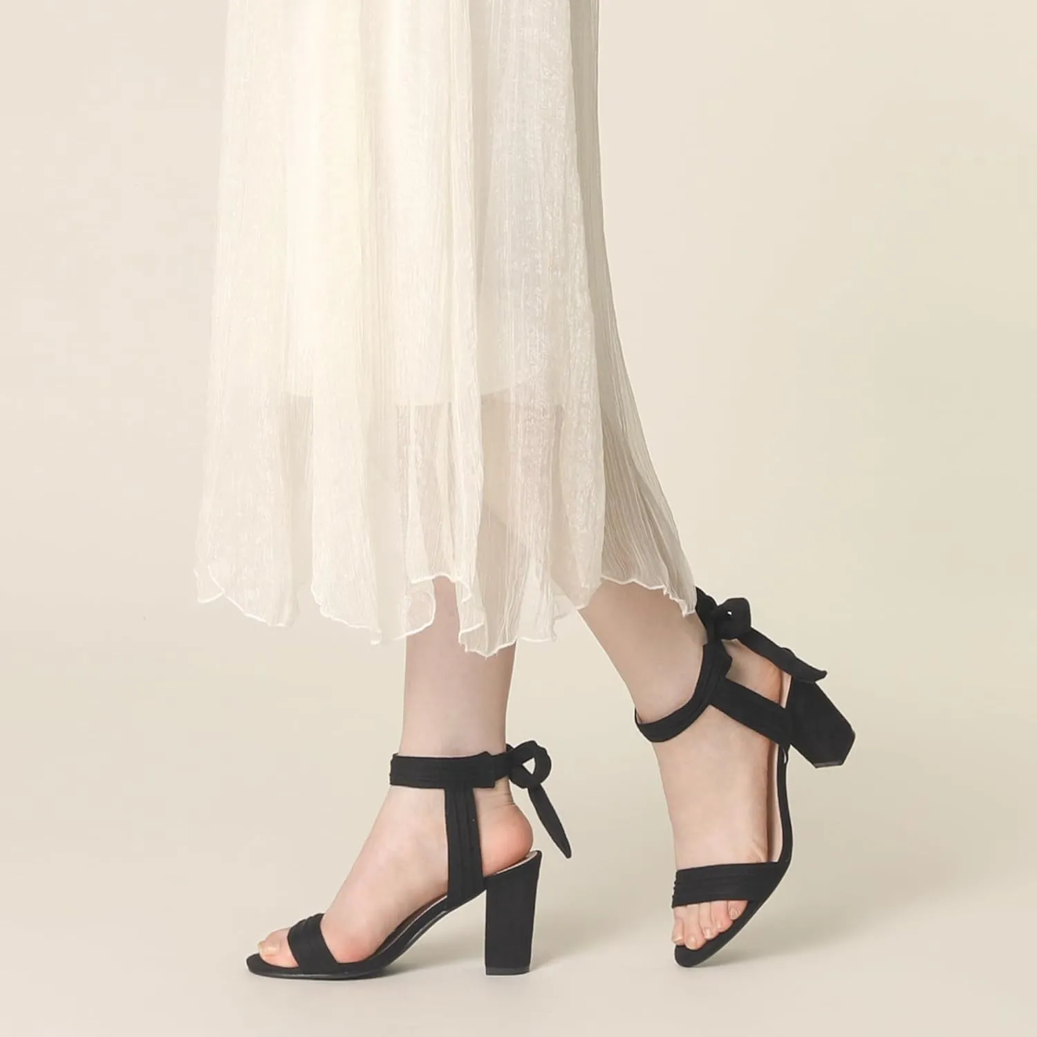 Perphy Open Toe Ankle Tie Back Chunky Heel Sandals for Women