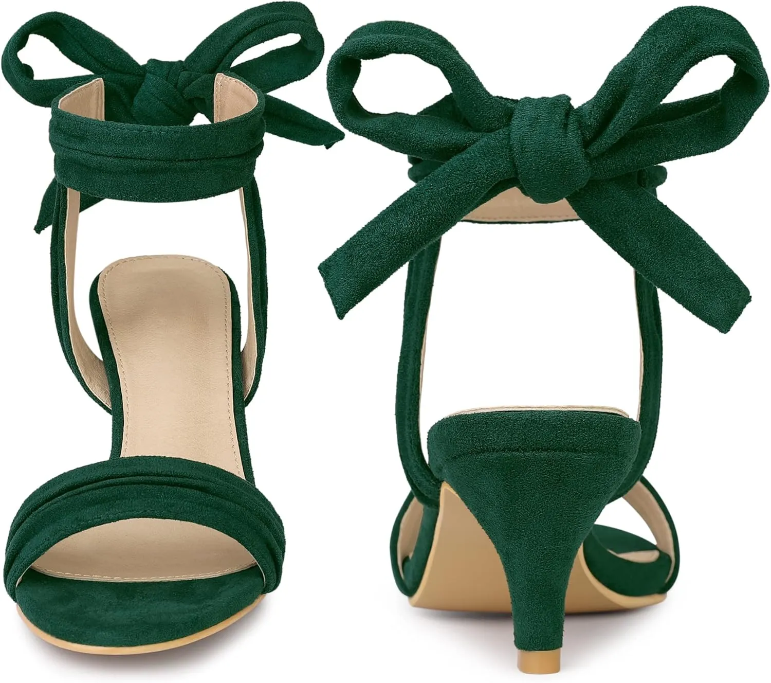 Perphy Open Toe Ankle Tie Bridal Kitten Heels Sandals for Women