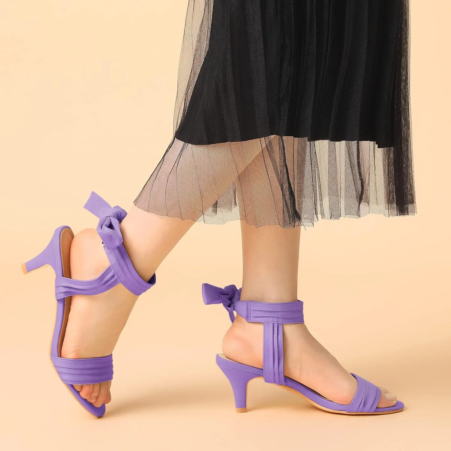 Perphy Open Toe Ankle Tie Bridal Kitten Heels Sandals for Women