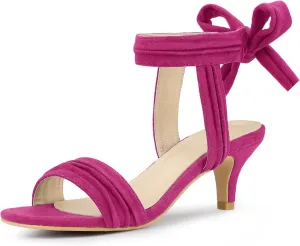 Perphy Open Toe Ankle Tie Bridal Kitten Heels Sandals for Women