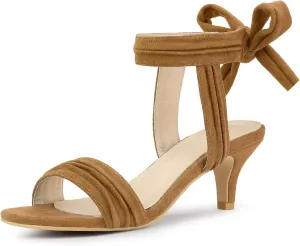 Perphy Open Toe Ankle Tie Bridal Kitten Heels Sandals for Women