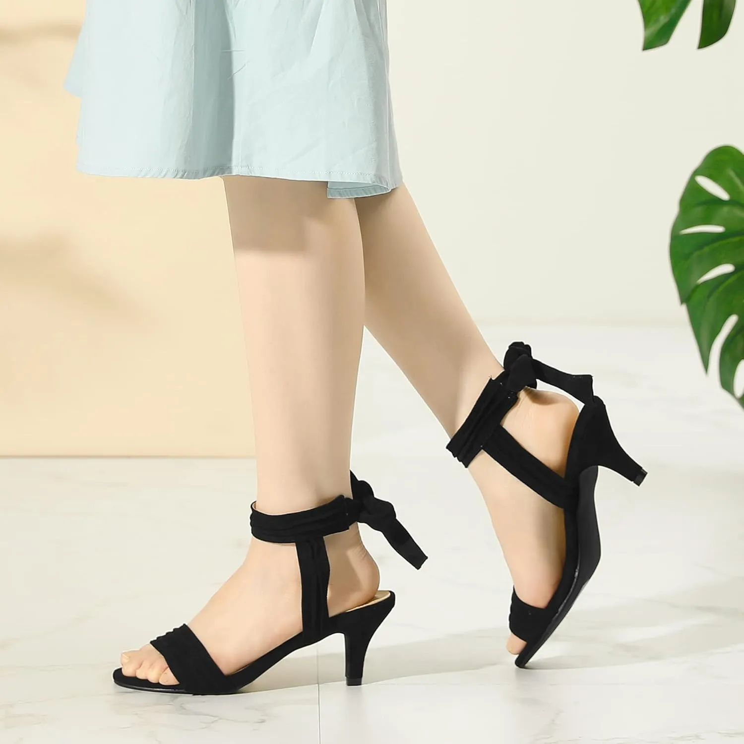 Perphy Open Toe Ankle Tie Bridal Kitten Heels Sandals for Women