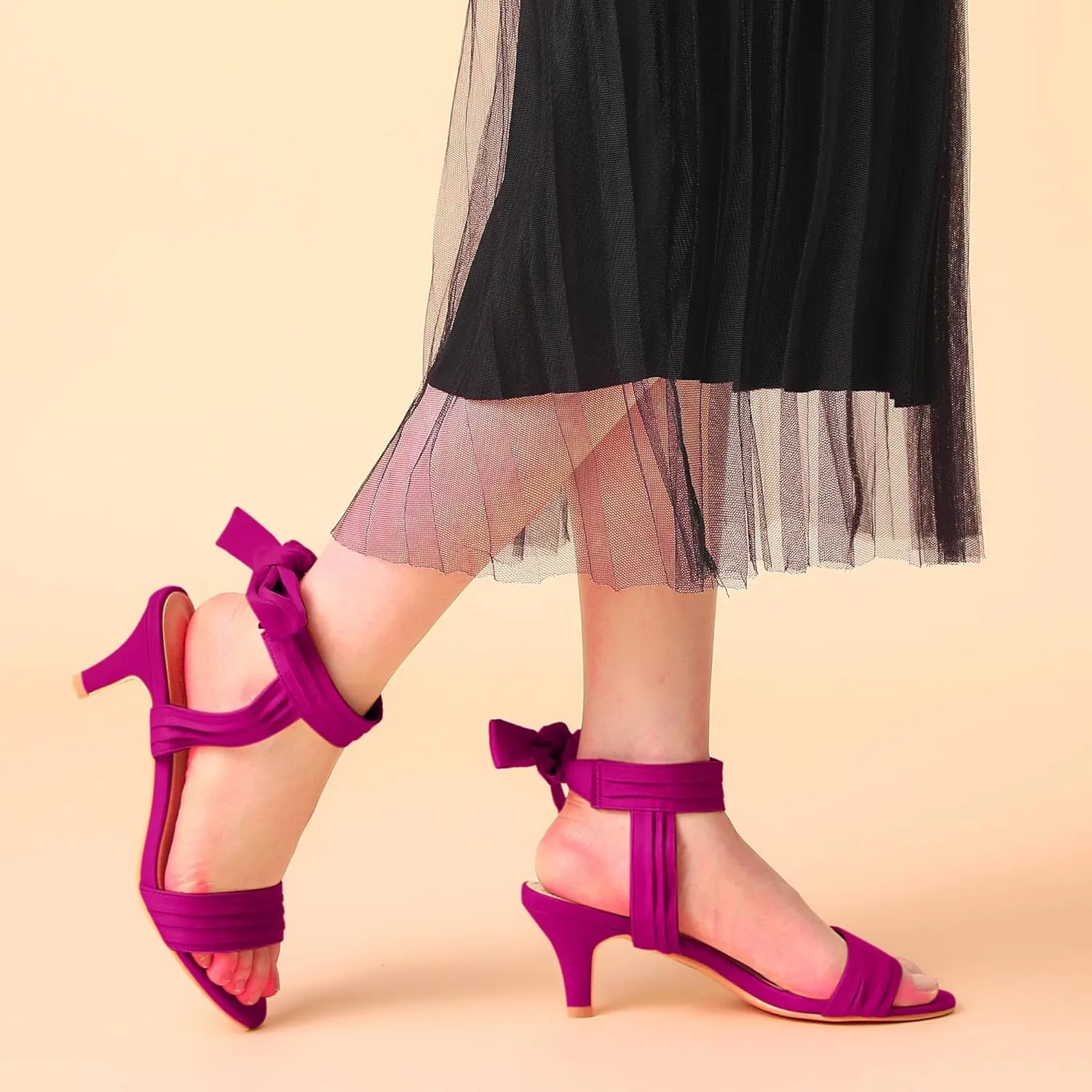 Perphy Open Toe Ankle Tie Bridal Kitten Heels Sandals for Women