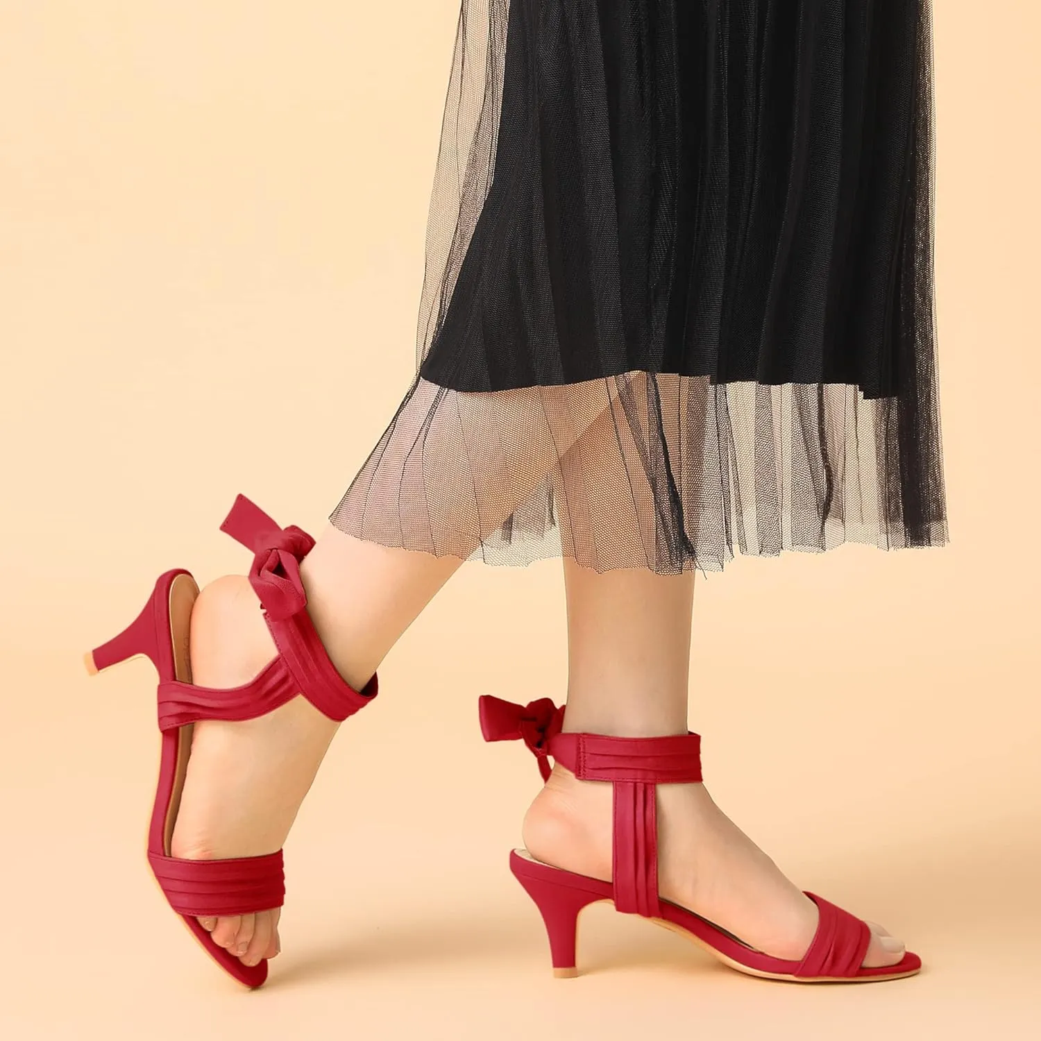 Perphy Open Toe Ankle Tie Bridal Kitten Heels Sandals for Women