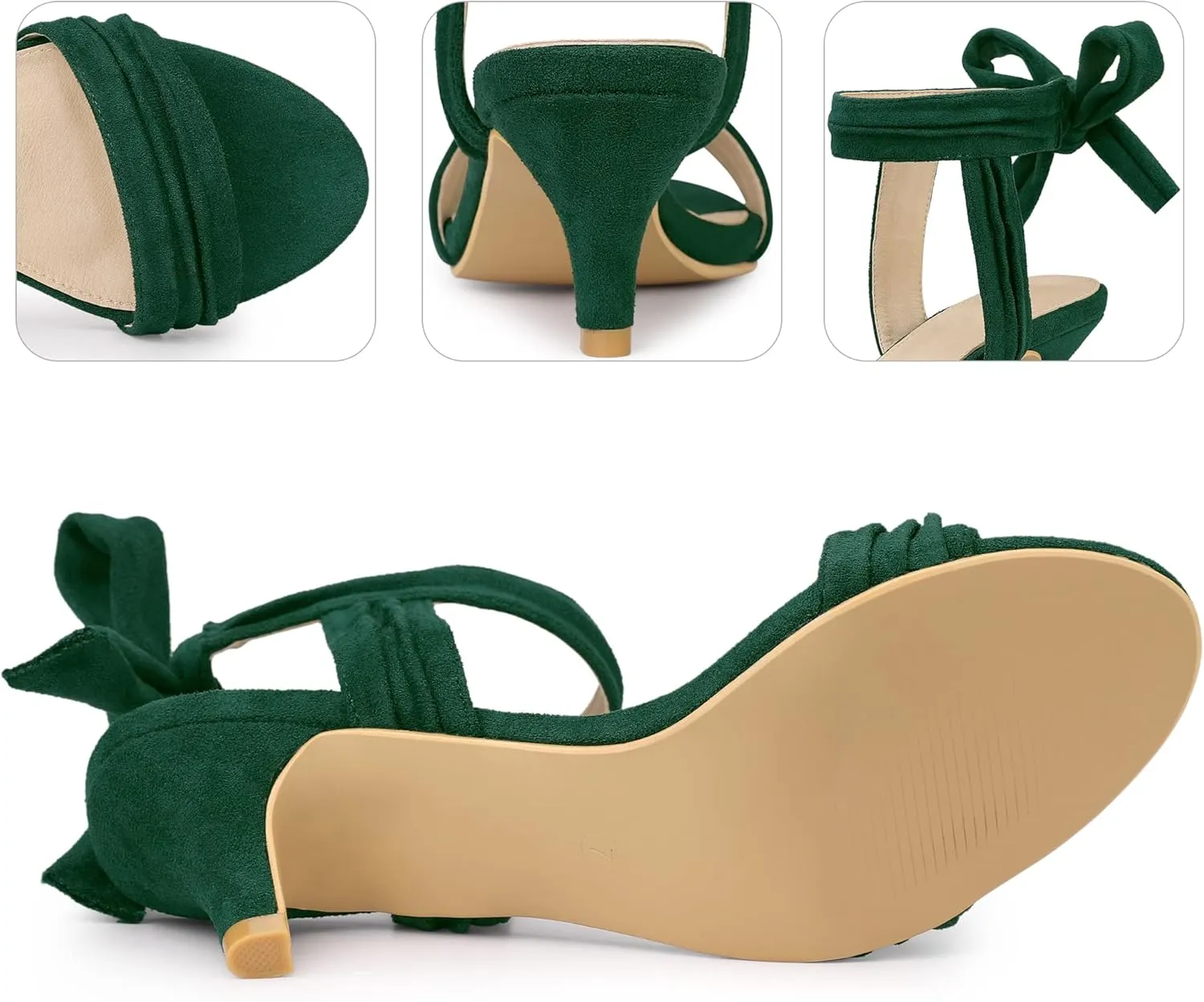 Perphy Open Toe Ankle Tie Bridal Kitten Heels Sandals for Women