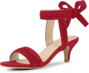Perphy Open Toe Ankle Tie Bridal Kitten Heels Sandals for Women