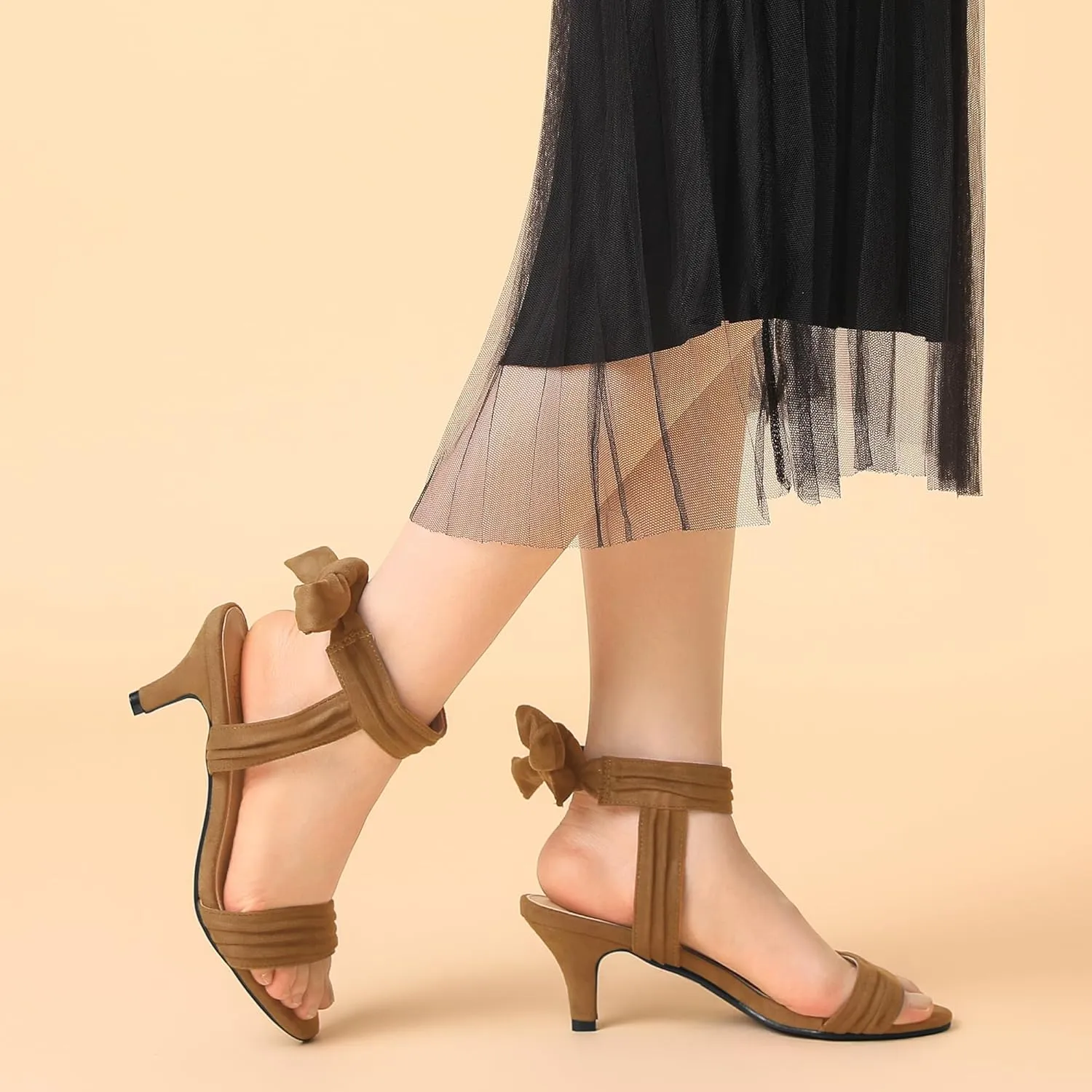 Perphy Open Toe Ankle Tie Bridal Kitten Heels Sandals for Women