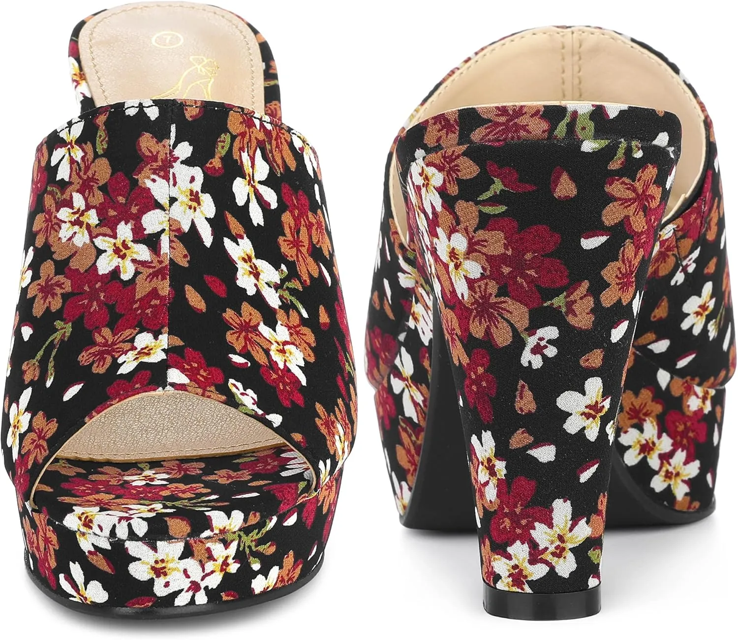 Perphy Platform Floral Chunky Heel Slides Sandals for Women