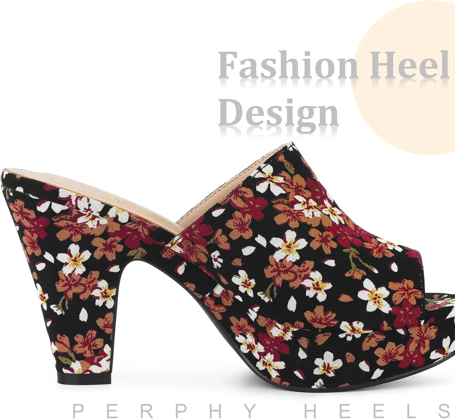 Perphy Platform Floral Chunky Heel Slides Sandals for Women