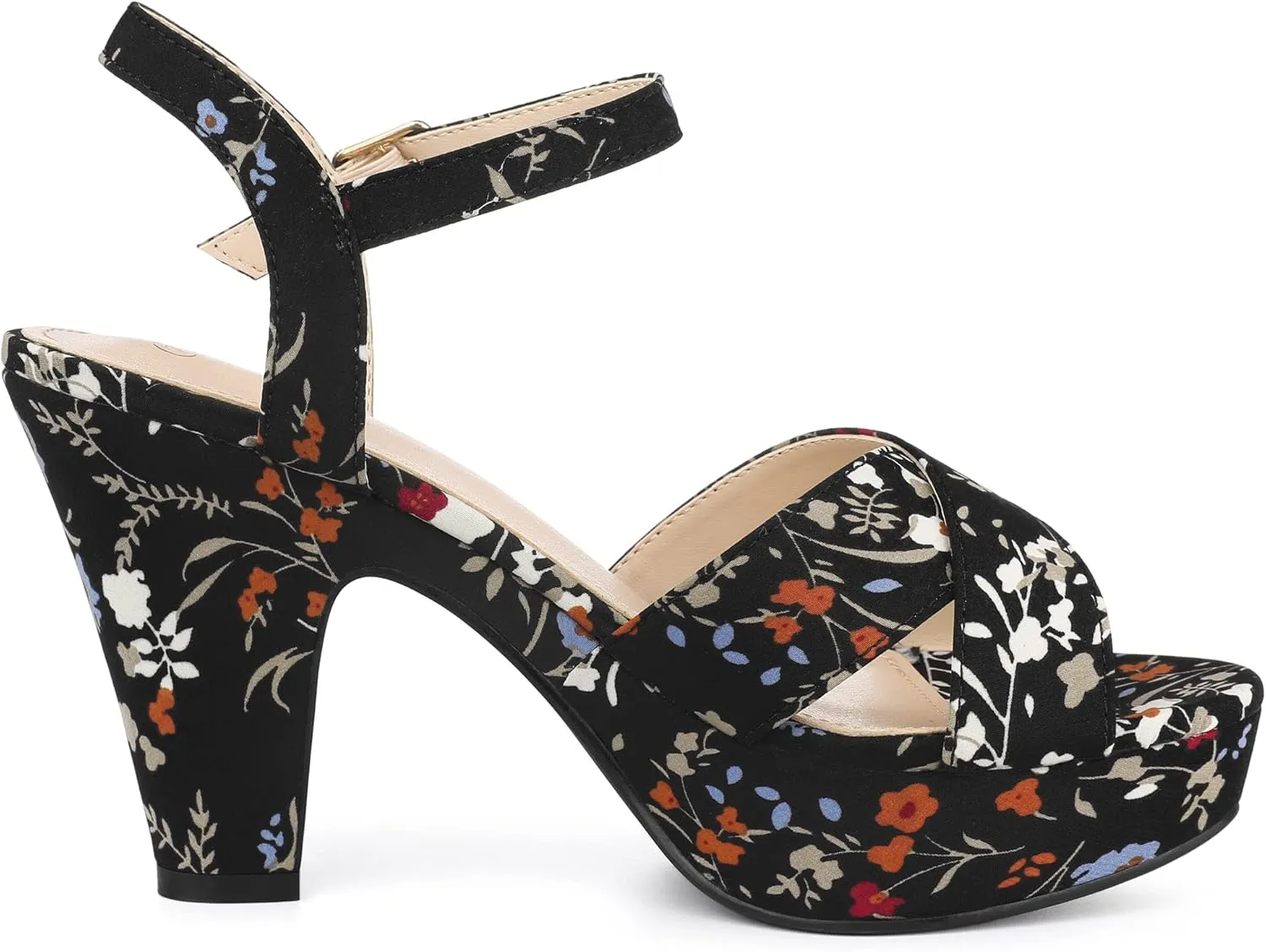 Perphy Platform Heel Slingback Floral Heels Sandals for Women